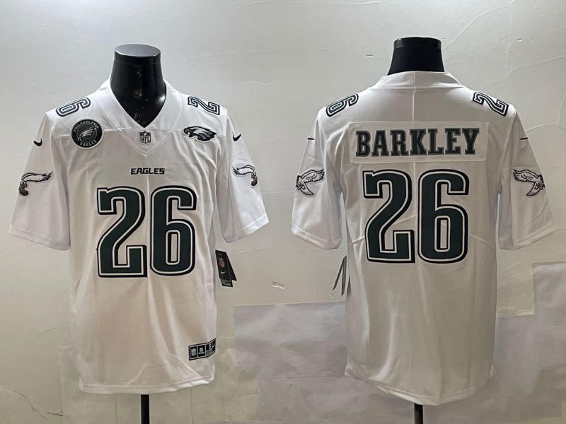 Men Philadelphia Eagles #26 Barkley White Fashion 2025 Nike Limited NFL Jersey style 1